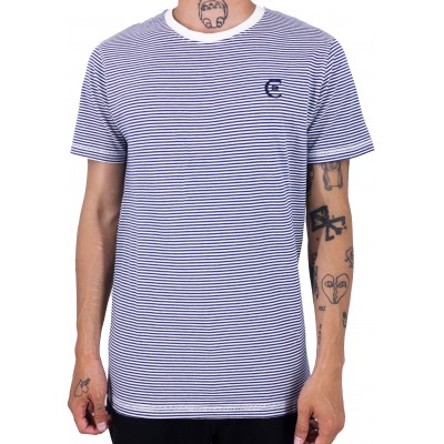 T-shirt de manga curta no pescoço redondo Marinière logo bordado