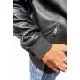 Blouson capuche style bombers en cuir d'agneau