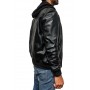 Blouson capuche style bombers en cuir d'agneau