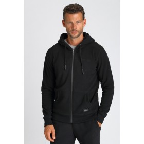 Sweat-shirt polaire zippé à capuche modèle noir