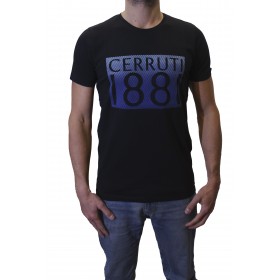 T-shirt manches courtes col rond logo relief t-shirt noir homme Cerruti 1881