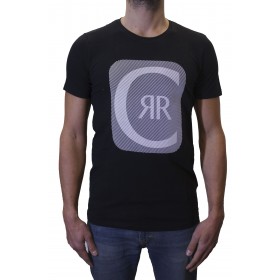 T-shirt manches courtes col rond logo rayé t-shirt noir homme Cerruti 1881