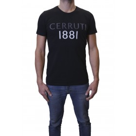 T-shirt manches courtes col rond logo écriture t-shirt noir homme Cerruti 1881