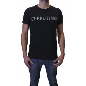 T-shirt manches courtes col rond avec logo brodé t-shirt noir homme Cerruti 1881