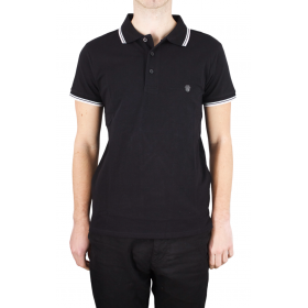 Polo liseret manches courtes uni polo noir homme Bill Tornade