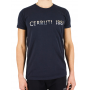T-shirt de manga curta em volta do logotipo centrado no pescoço