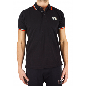 Polo jersey manches courtes col liseré Polo manches courte noir Cerruti 1881 nouvelle collection
