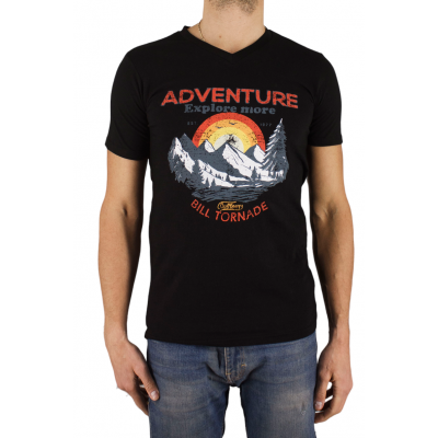 t-shirt noir manches courtes Bill Tornade