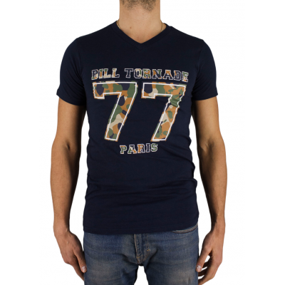 t-shirt bleu marine manches courtes Bill Tornade