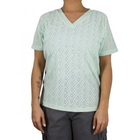 Openwork top V-neck for woman