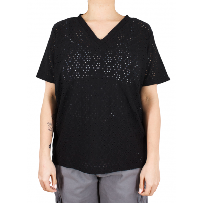 Openwork top V-neck for woman