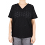 Openwork top V-neck for woman