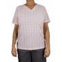 Top ajouré col V pour femme rose