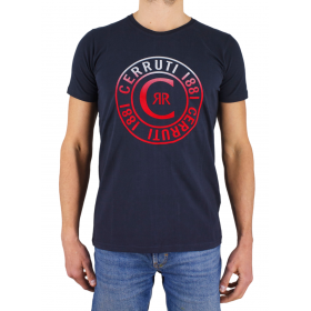 T-shirt manches courtes col rond logo circulaire TSHIRT CERRUTI Bleu Soiano