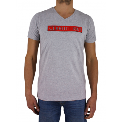 Kurzarm-T-Shirt V-Ausschnitt-Logo Relief