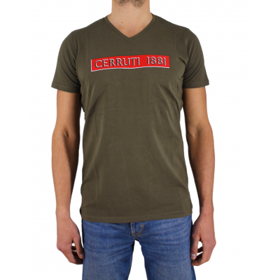 Kurzarm-T-Shirt V-Ausschnitt-Logo Relief