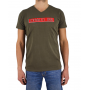 Kurzarm-T-Shirt V-Ausschnitt-Logo Relief