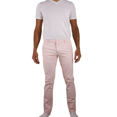 pantalon chino uni rose clair Homme Bill tornade