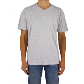 T-shirt chiné manches courtes col V logo poitrine T-shirt gris homme Bill Tornade