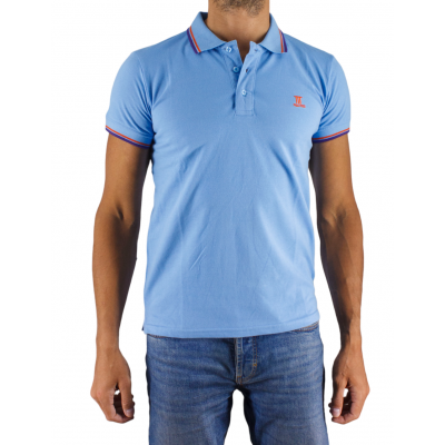 Short sleeve polo border with embroidered logo