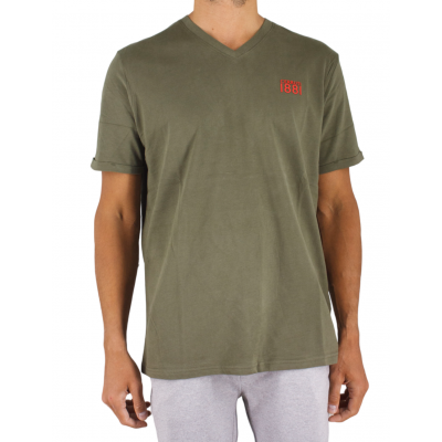 Kurzarm T-Shirt V-Ausschnitt Logo Gum