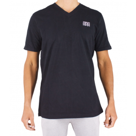 T-shirt manches courtes col V logo gomme t-shirt noir BIASCA CERRRUTI 1881