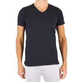 T-shirt manches courtes col V logo côté t-shirt noir SABBIONE CERRUTI 1881