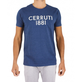 T-shirt manches courtes col rond large logo t-shirt bleu denim ROLORATURA CERRUTI 1881