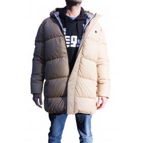 Doudoune gomme longue avec capuche hiver Doudoune gomme beige avec capuche