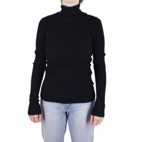 Pull col roulé Col roulé pour femmes noire en nylon et en viscose