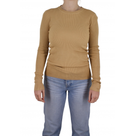 pull col rond femme camel