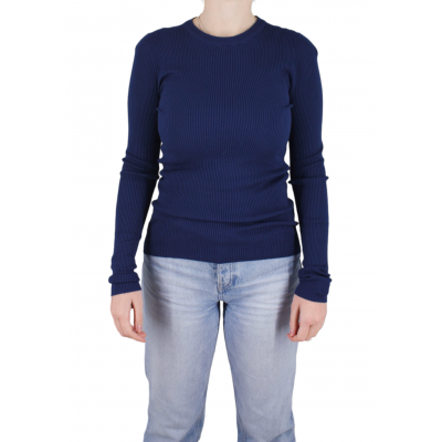 pull col rond femme bleu marine