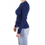 pull col rond femme bleu marine