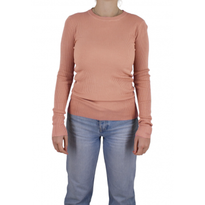 pull col rond femme rose