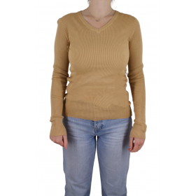 Pull col en V pull col v femme camel