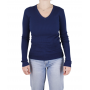 pull col v femme bleu marine