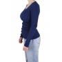 pull col v femme bleu marine