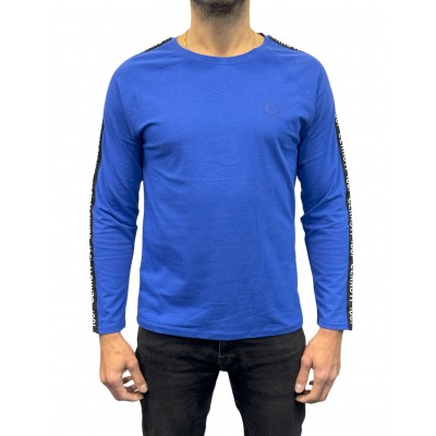 T shirt homme manches longues bleu