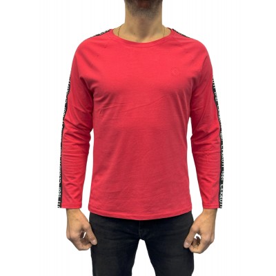 T shirt homme manches longues rouge