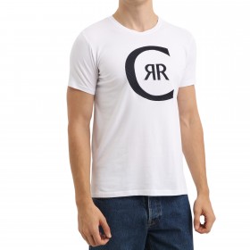 T-shirt homme manches courtes logo brodé t-shirt blanc manche courte logo face
