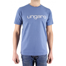T-shirt uni logo col rond t-shirt bleu face