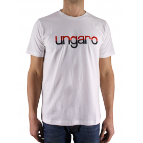 T-shirt uni col rond logo brodé t-shirt Bill Tornade blanc face