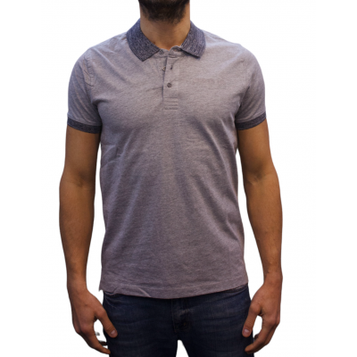 Polo manches courtes col gris