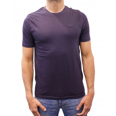 t-shirt col rond bleu marine face