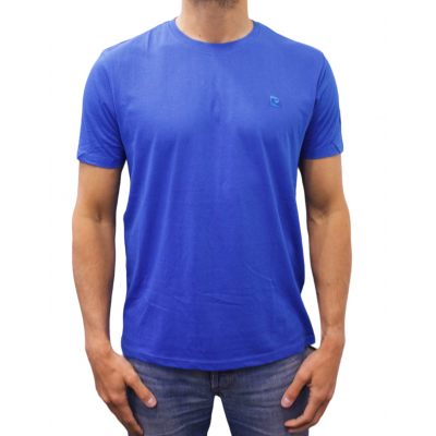 t-shirt col rond bleu roi face