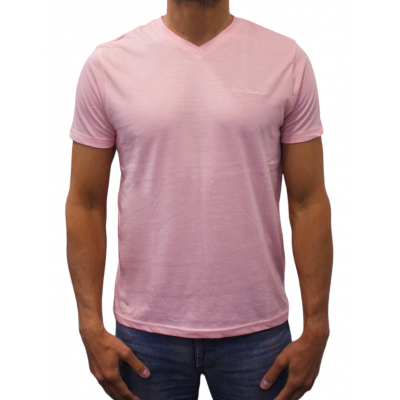 t-shirt col V rose face