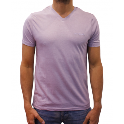 t-shirt col V violet face