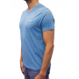 t-shirt col V bleu clair profil