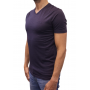 t-shirt col V bleu marine profil