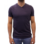 t-shirt col V bleu marine face